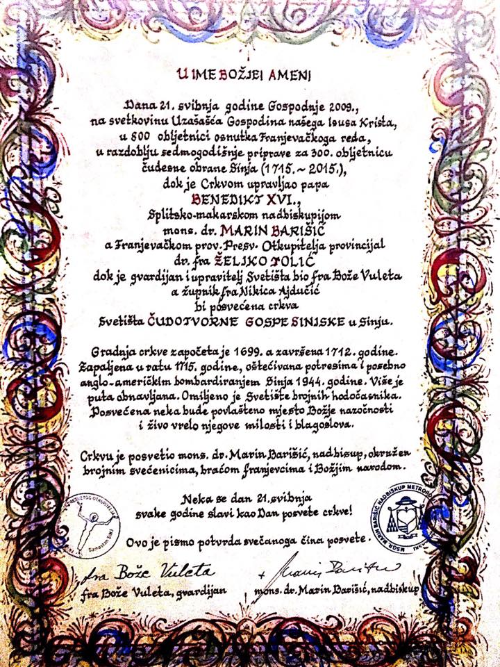 povelja posveta crkve